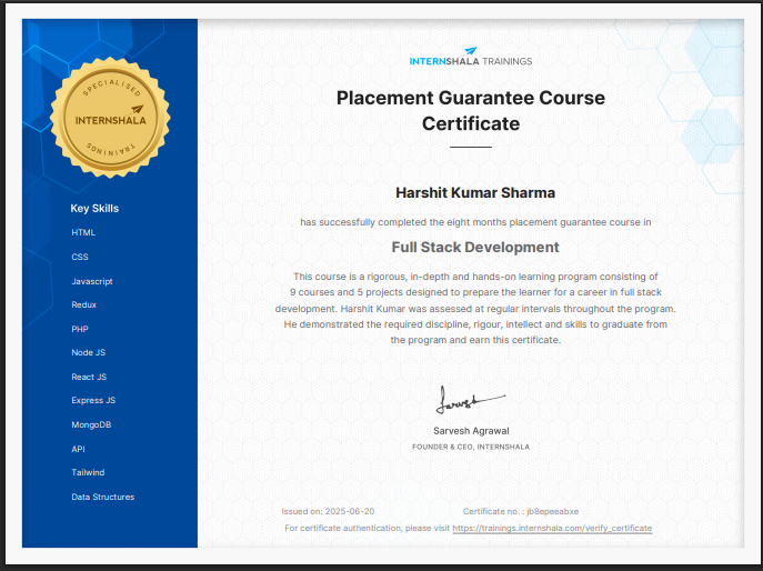 Full Stack Development Certificate