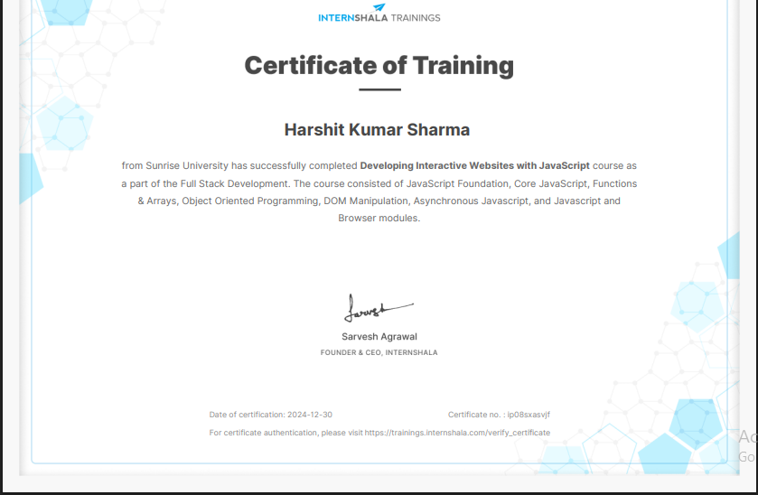 DSA in JavaScript Certificate